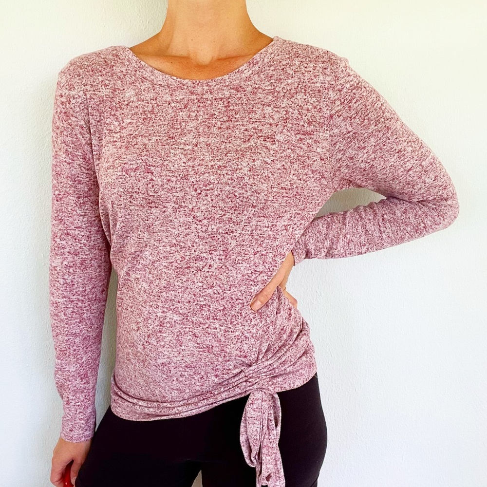 Thyme & Honey maroon pink cinched tie side lightweight sweater top size small